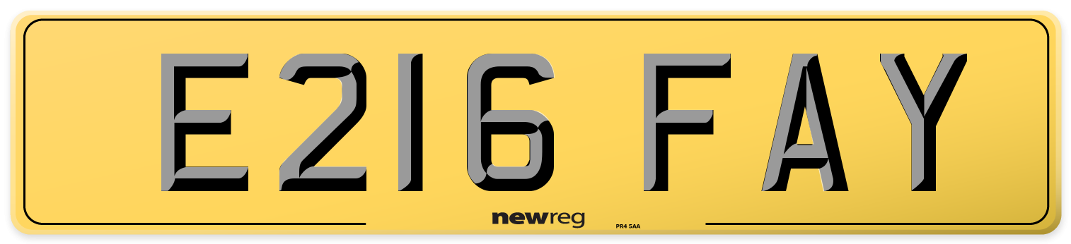 E216 FAY Rear Number Plate