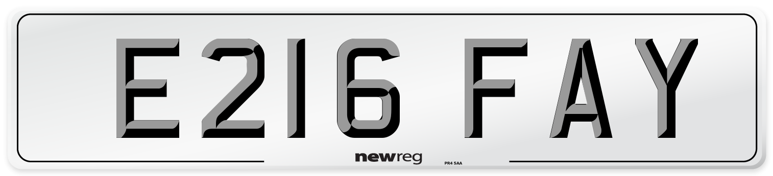 E216 FAY Front Number Plate