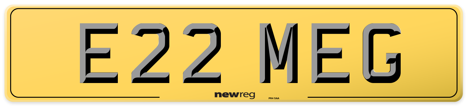 E22 MEG Rear Number Plate