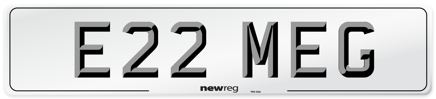 E22 MEG Front Number Plate