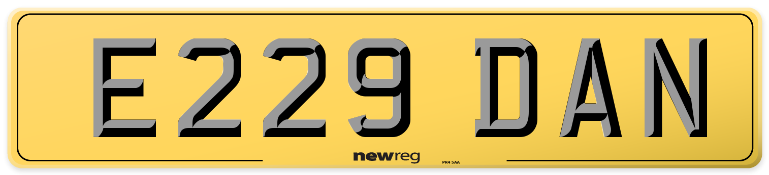 E229 DAN Rear Number Plate