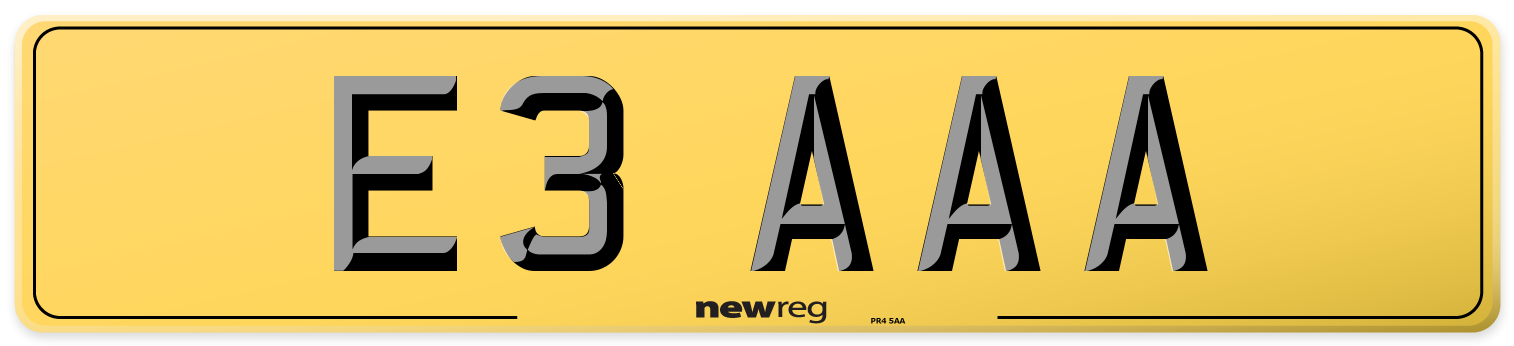 E3 AAA Rear Number Plate