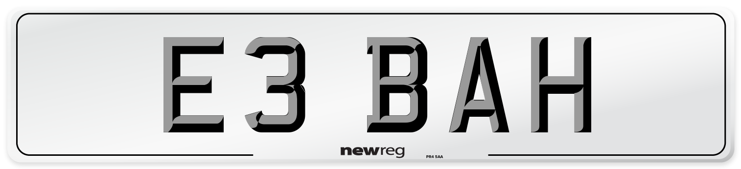 E3 BAH Front Number Plate