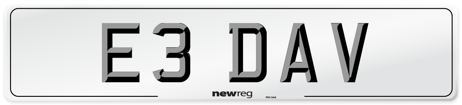 E3 DAV Front Number Plate