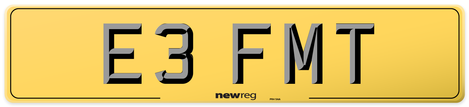 E3 FMT Rear Number Plate