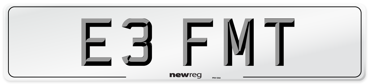 E3 FMT Front Number Plate