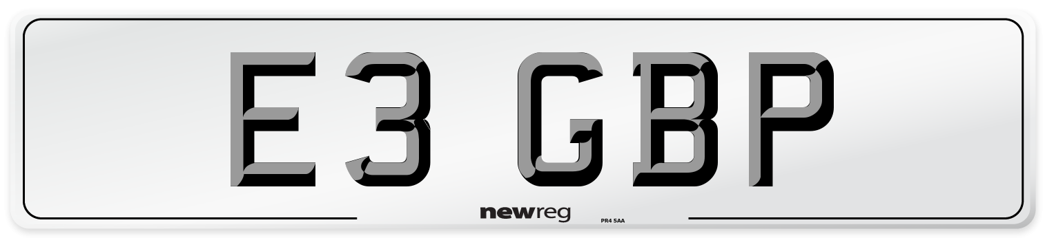 E3 GBP Front Number Plate