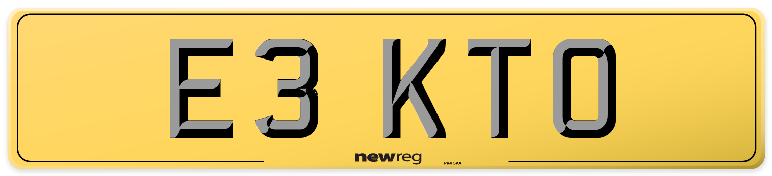 E3 KTO Rear Number Plate