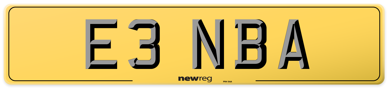E3 NBA Rear Number Plate