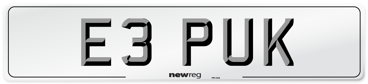 E3 PUK Front Number Plate