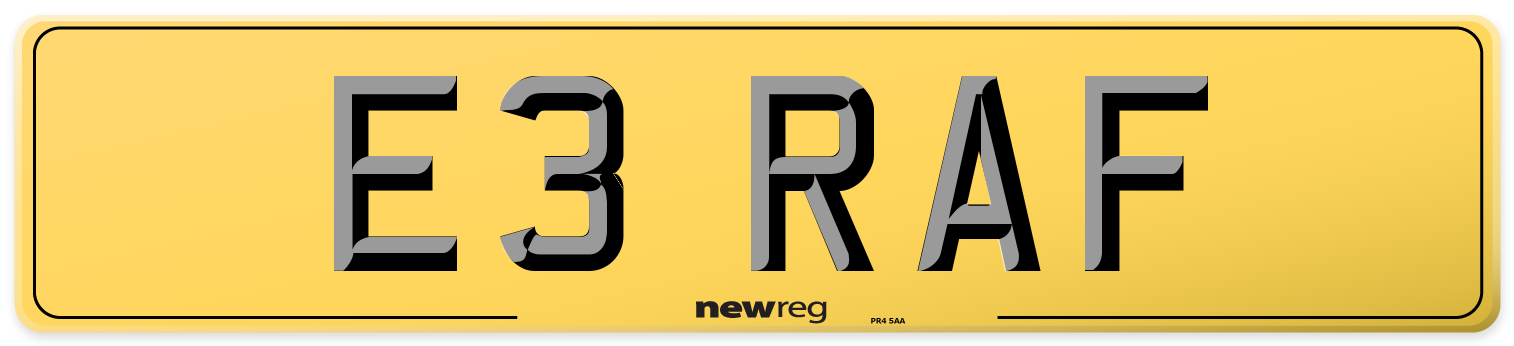 E3 RAF Rear Number Plate