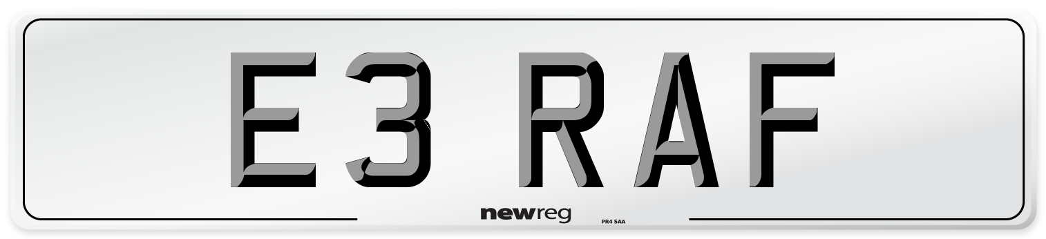 E3 RAF Front Number Plate