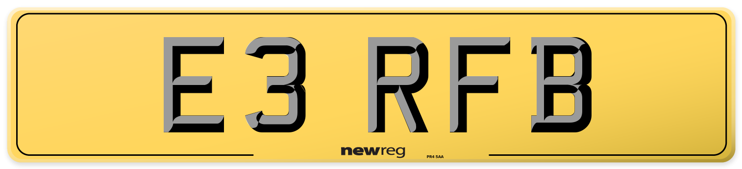 E3 RFB Rear Number Plate