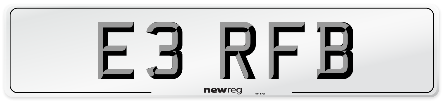 E3 RFB Front Number Plate