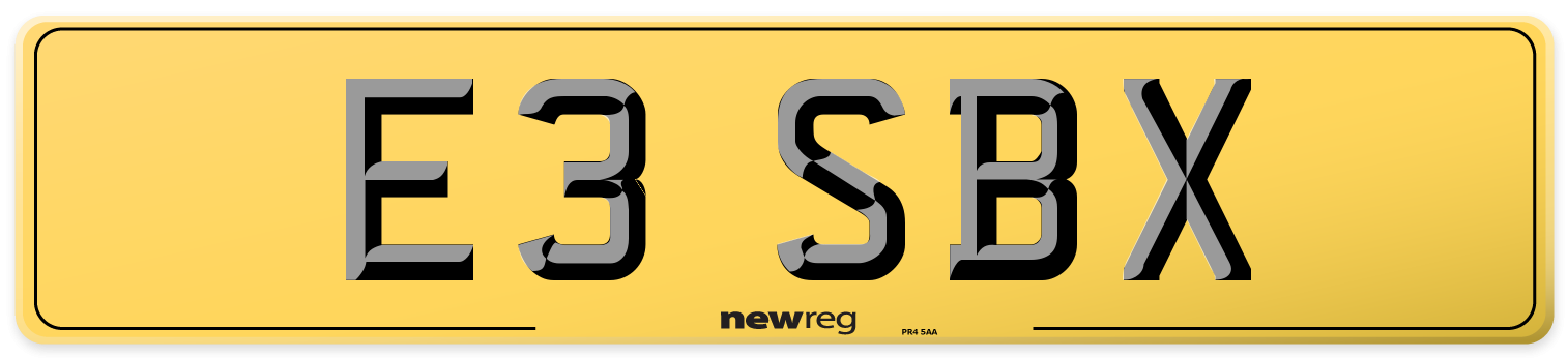 E3 SBX Rear Number Plate