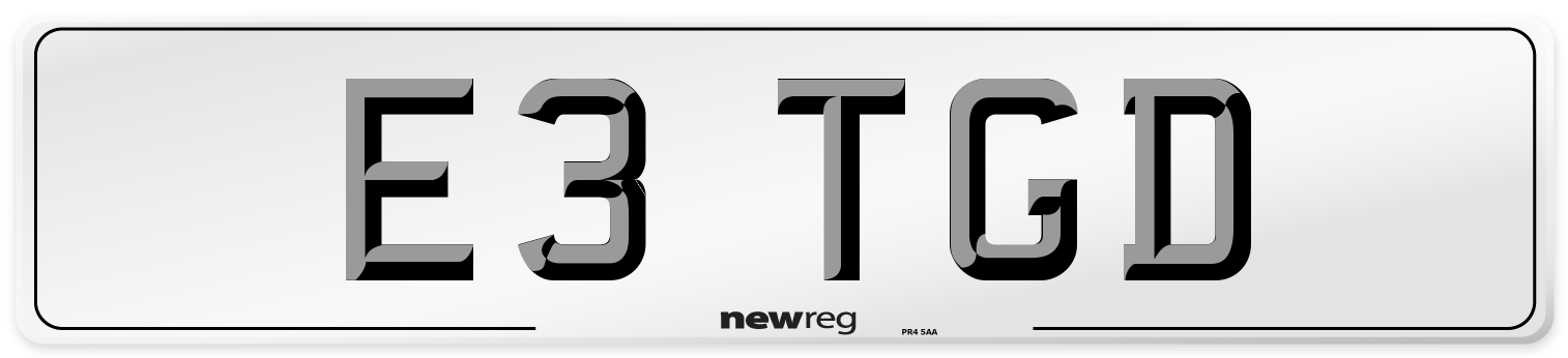 E3 TGD Front Number Plate