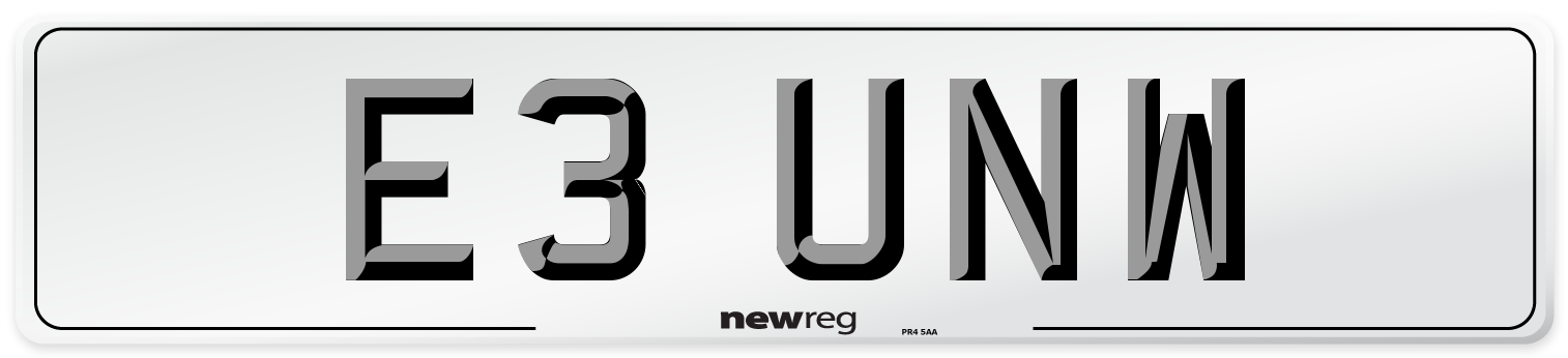 E3 UNW Front Number Plate