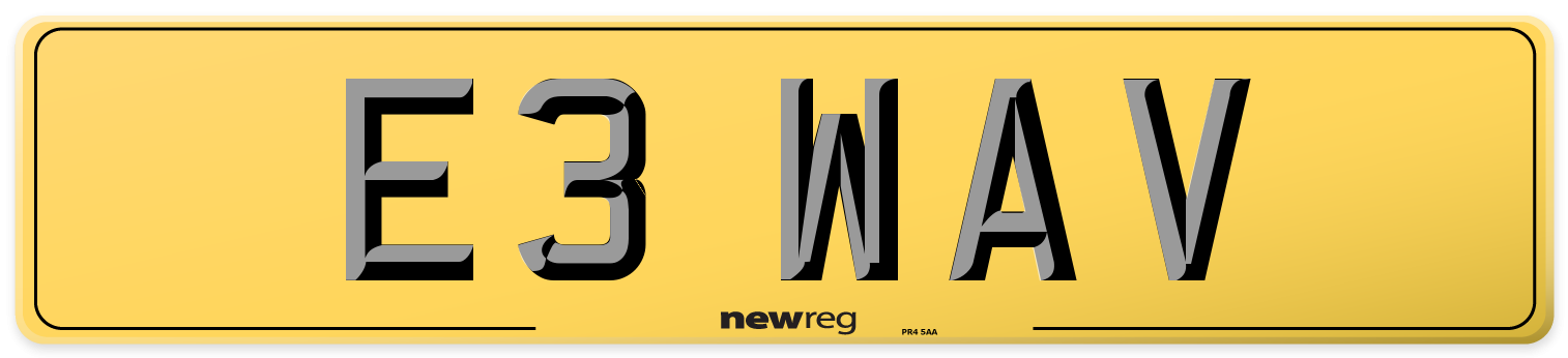 E3 WAV Rear Number Plate