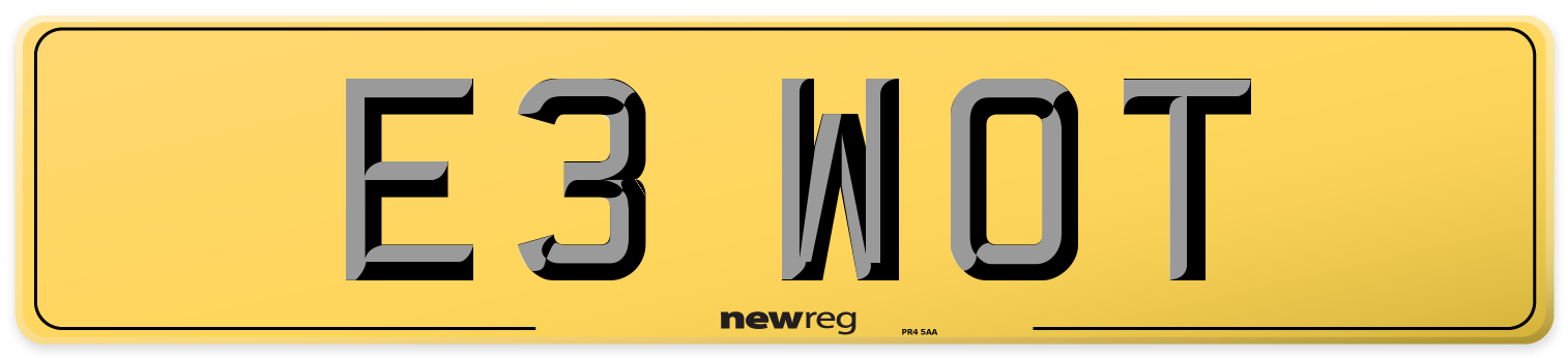E3 WOT Rear Number Plate