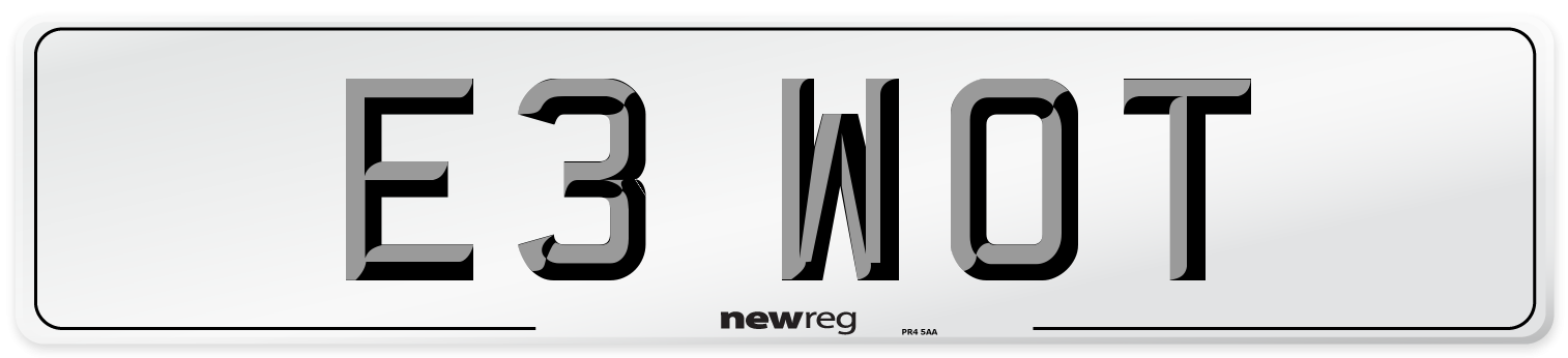 E3 WOT Front Number Plate