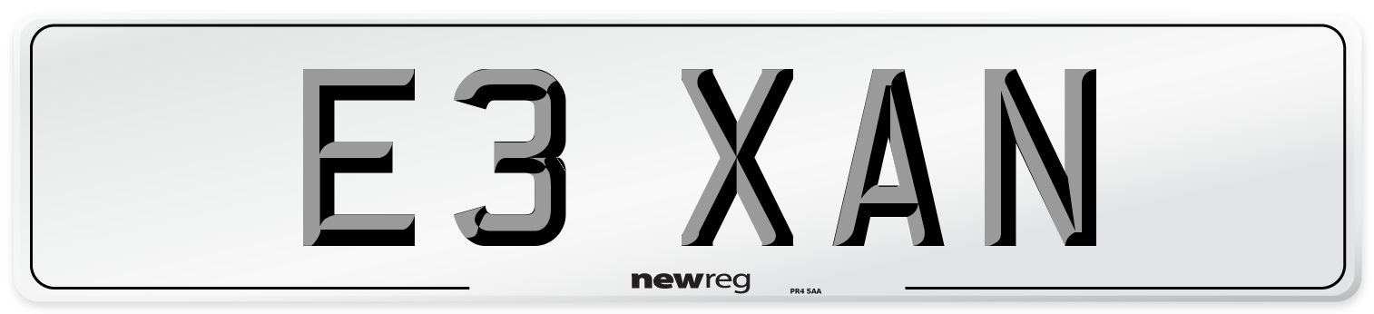 E3 XAN Front Number Plate