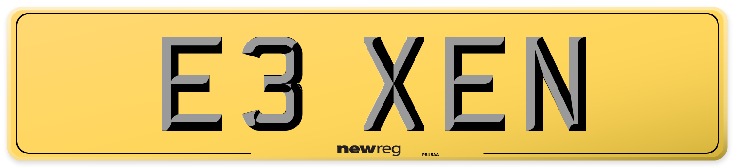 E3 XEN Rear Number Plate