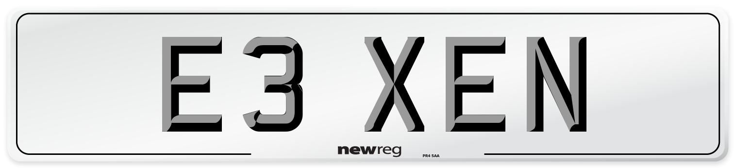 E3 XEN Front Number Plate