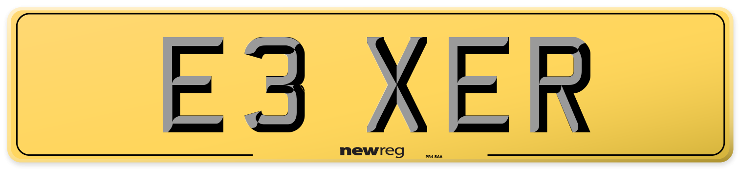E3 XER Rear Number Plate