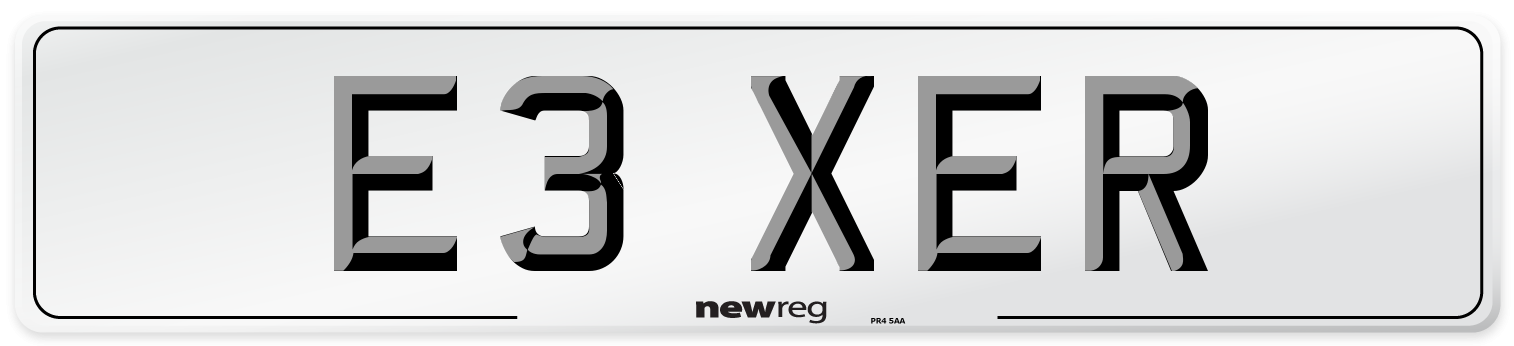 E3 XER Front Number Plate