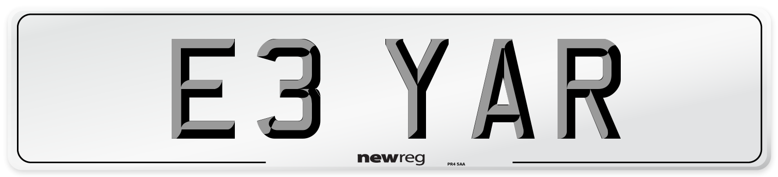 E3 YAR Front Number Plate