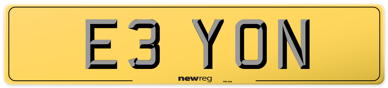 E3 YON Rear Number Plate
