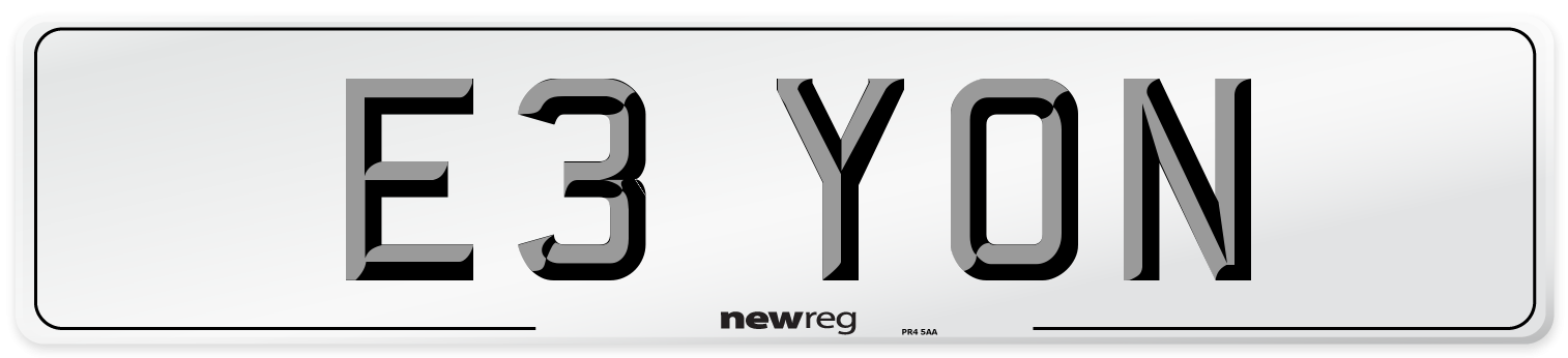 E3 YON Front Number Plate