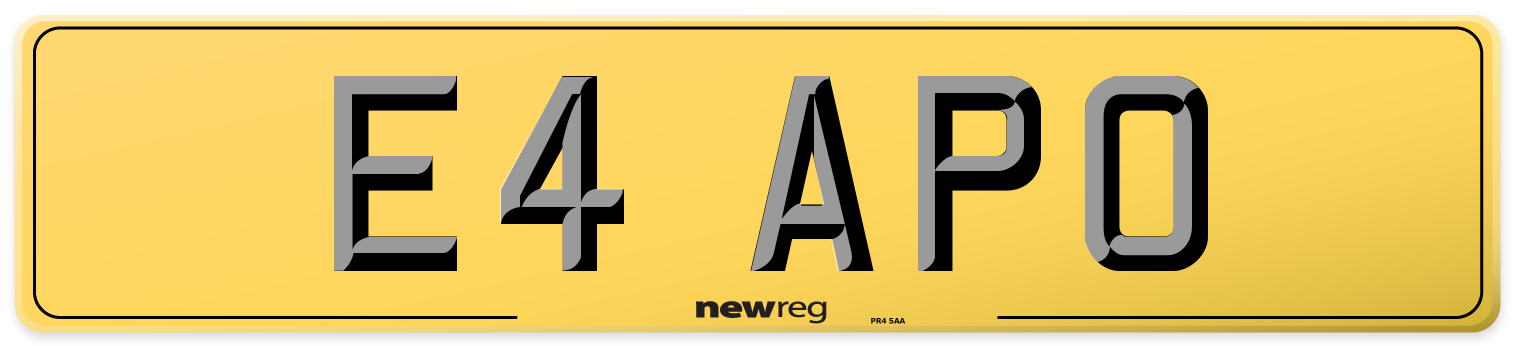 E4 APO Rear Number Plate