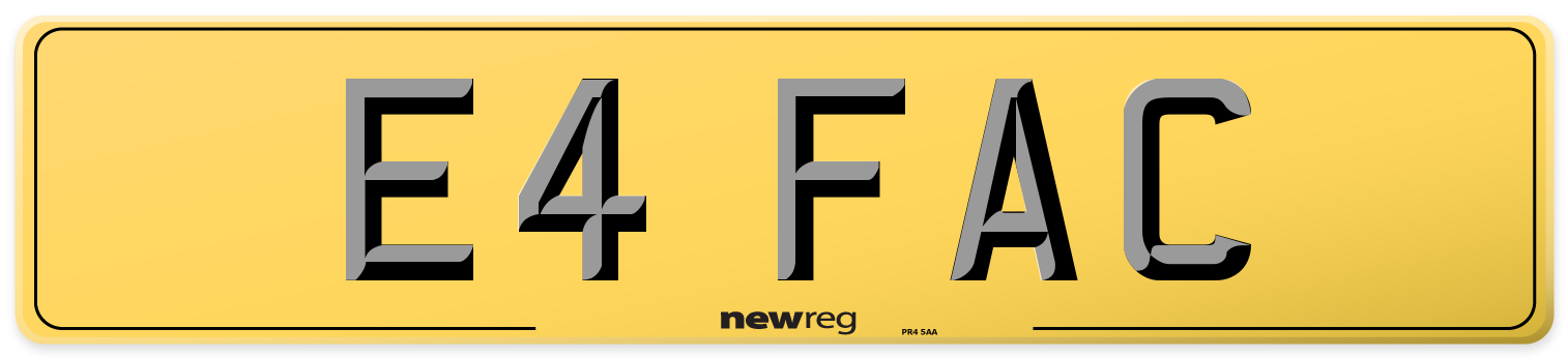 E4 FAC Rear Number Plate