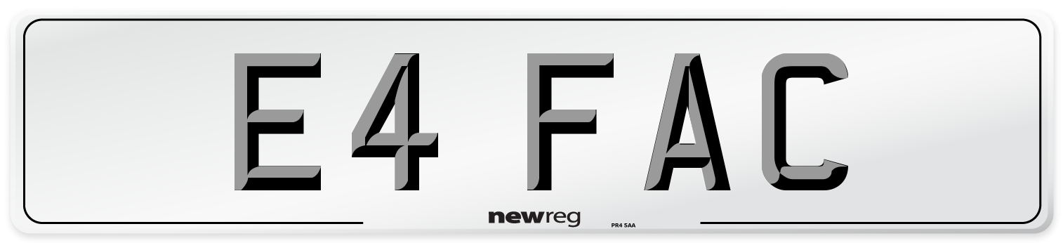 E4 FAC Front Number Plate