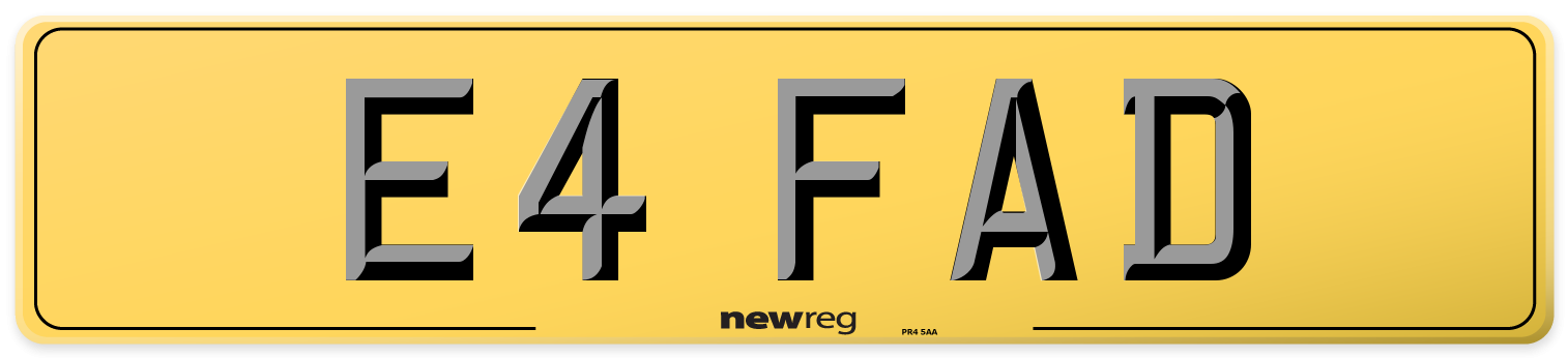 E4 FAD Rear Number Plate