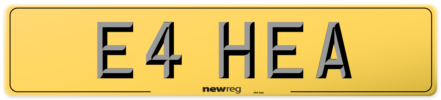 E4 HEA Rear Number Plate