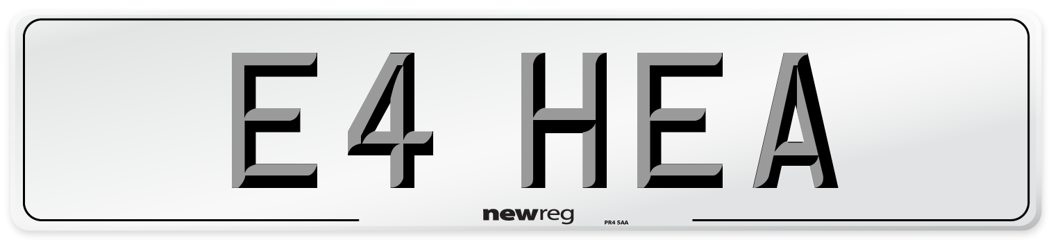 E4 HEA Front Number Plate