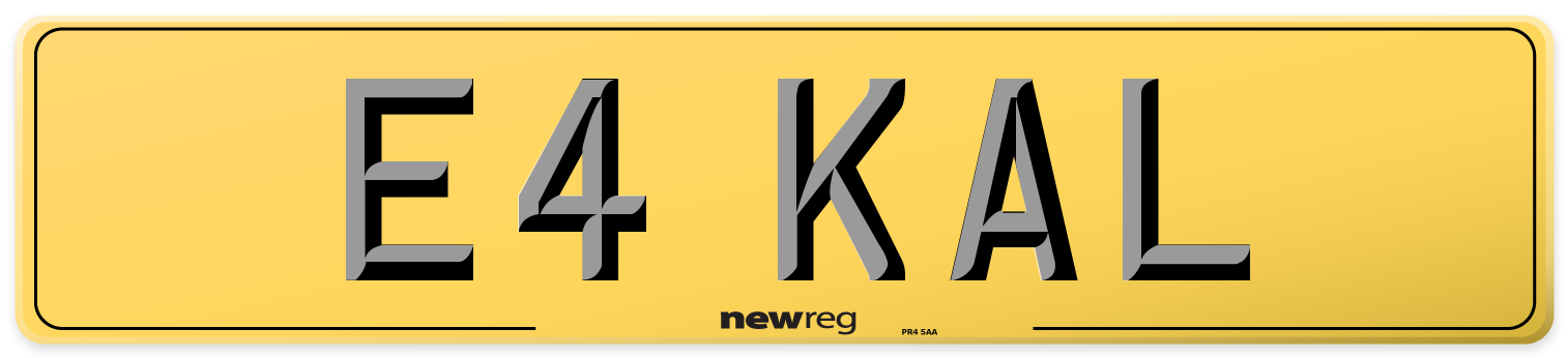 E4 KAL Rear Number Plate