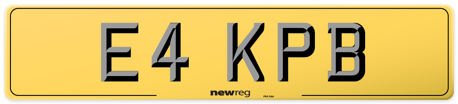 E4 KPB Rear Number Plate
