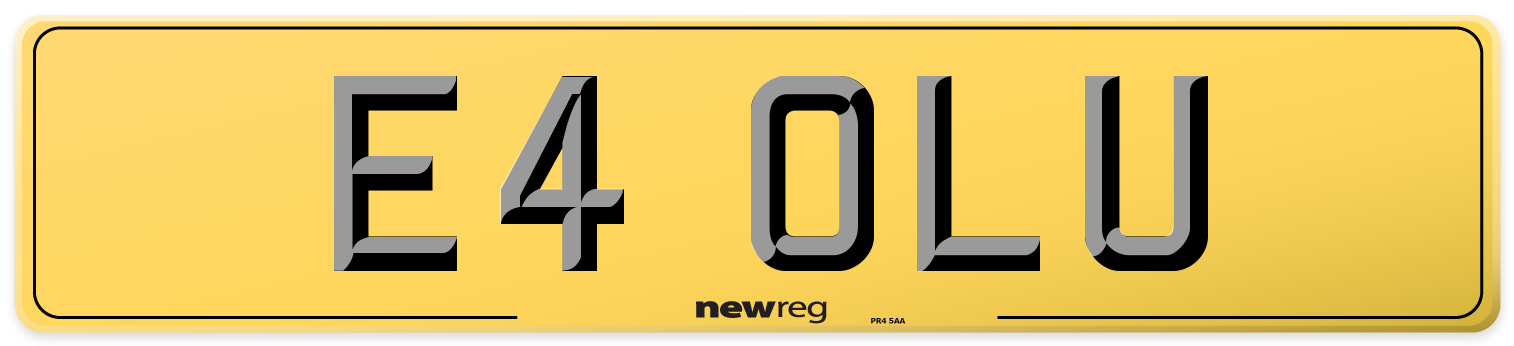 E4 OLU Rear Number Plate