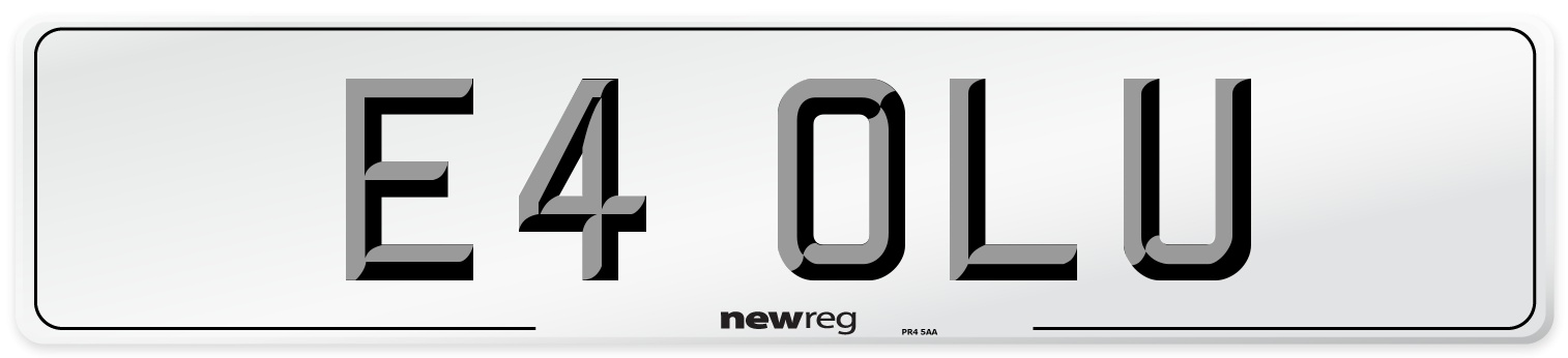 E4 OLU Front Number Plate