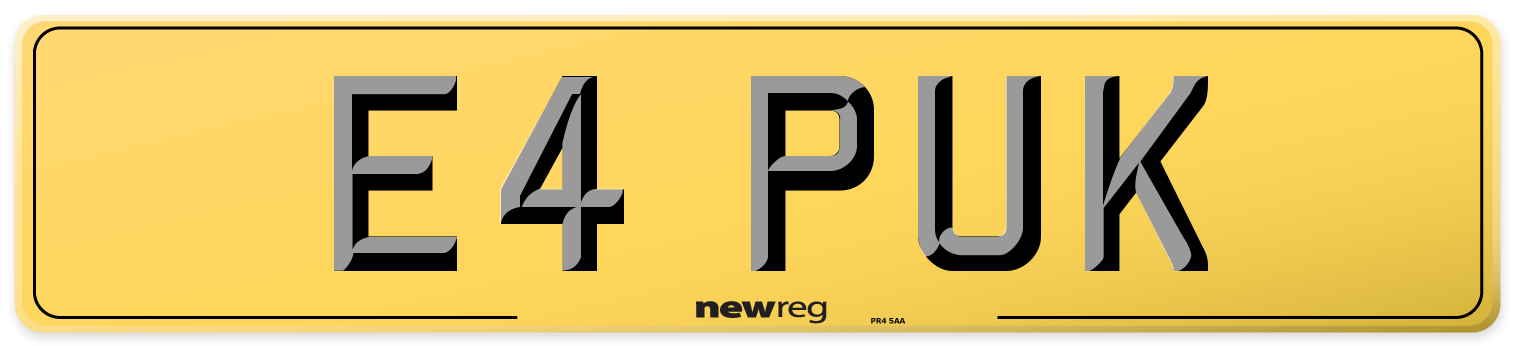E4 PUK Rear Number Plate