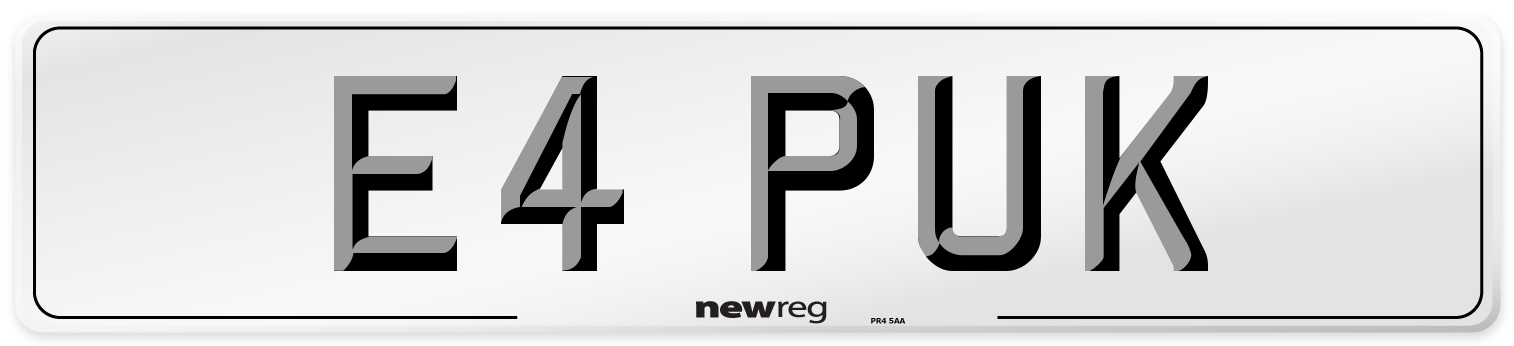 E4 PUK Front Number Plate