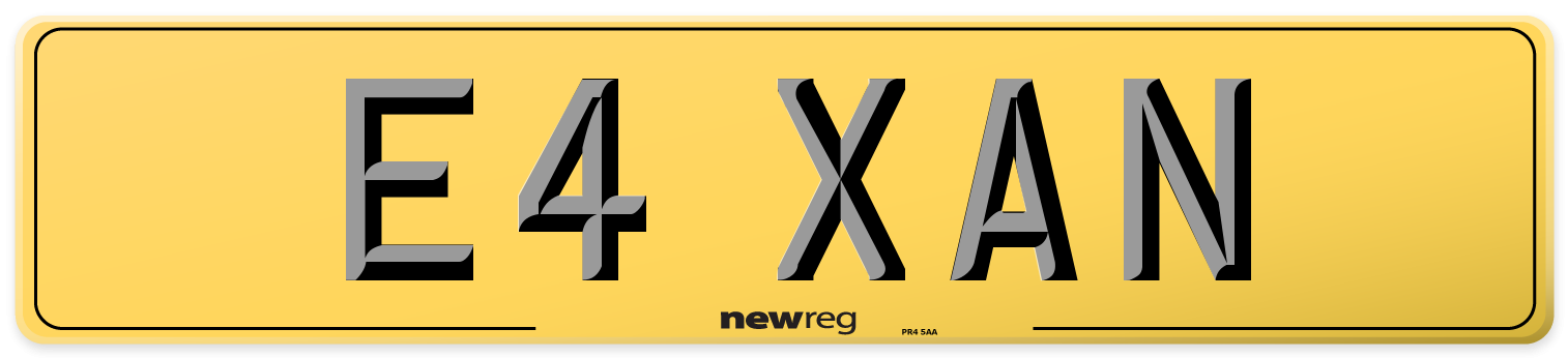 E4 XAN Rear Number Plate