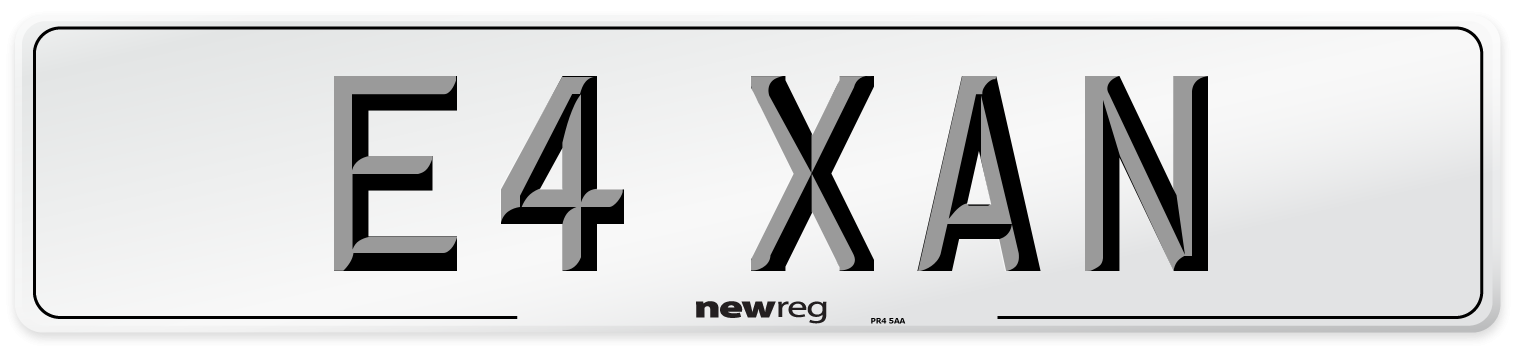 E4 XAN Front Number Plate