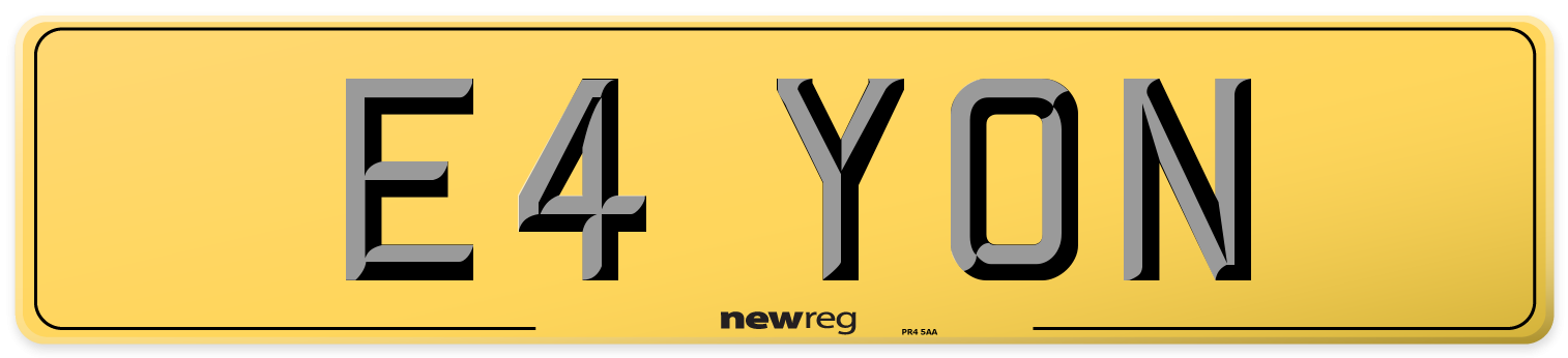 E4 YON Rear Number Plate