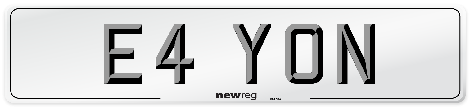 E4 YON Front Number Plate