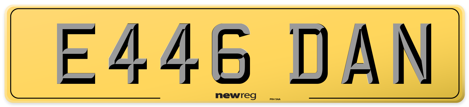 E446 DAN Rear Number Plate