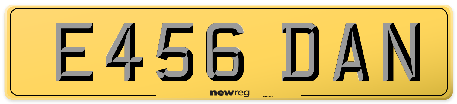 E456 DAN Rear Number Plate
